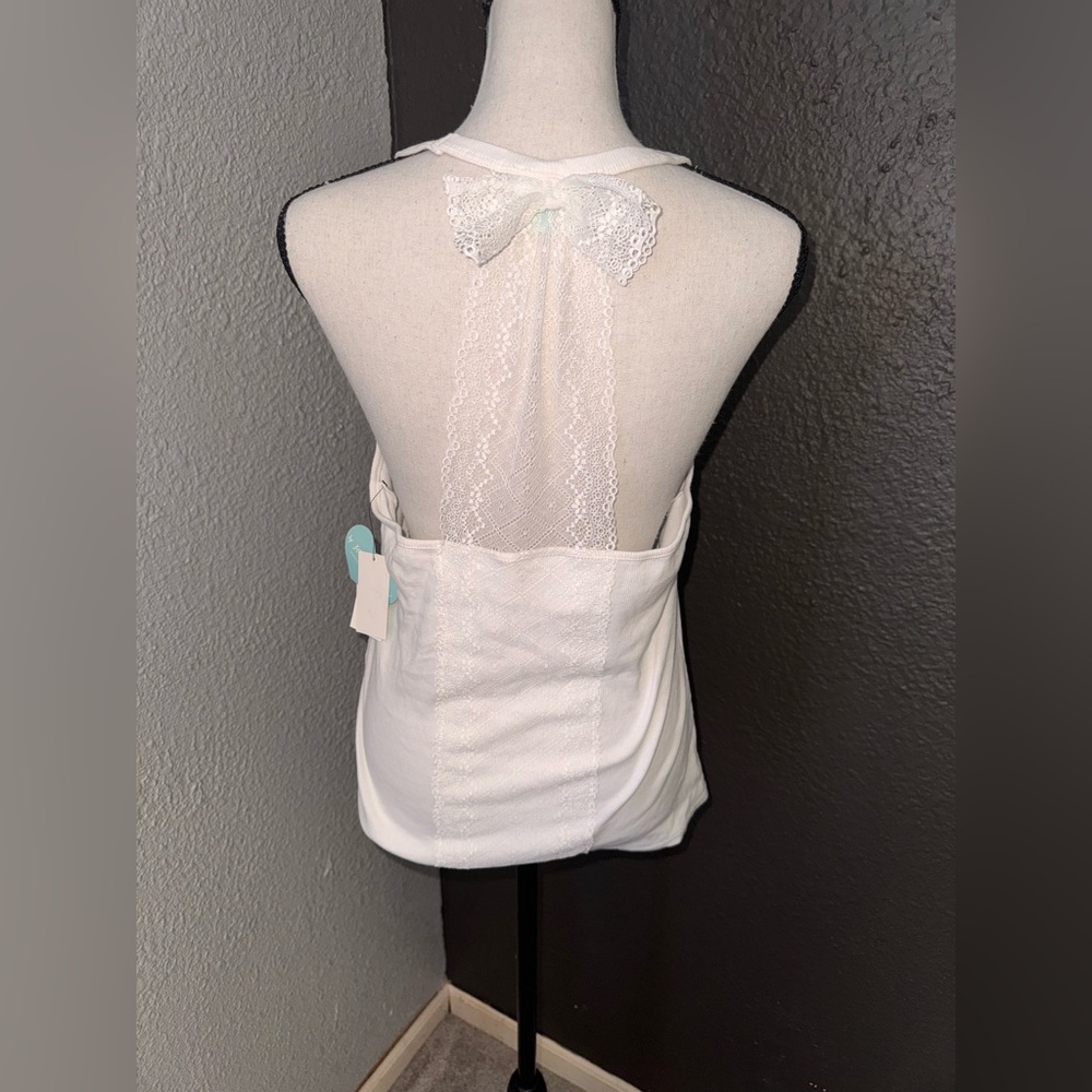 Betsy Johnson BRIDE White Lace Back Tank Top with Bow
